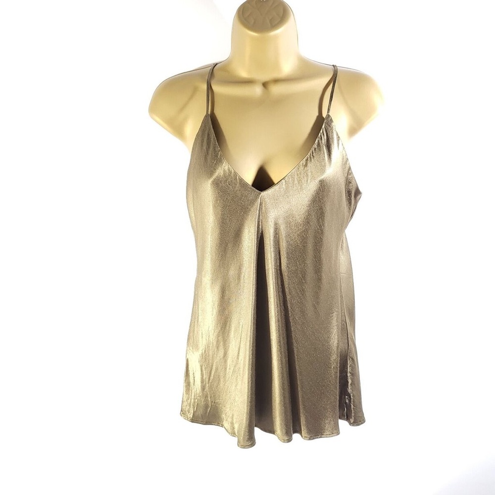 Socialite Bronze Shimmery Brown V-Neck Camisole Spaghetti-strap Tank Top Size S